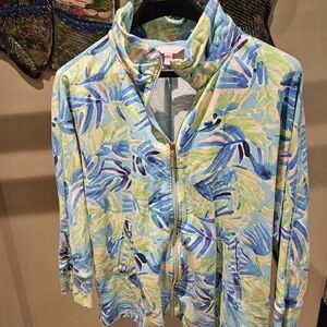 Lilly Pulitzer Multicolor Leaf Print Jacket, Full Zip Medium Fits Like Large